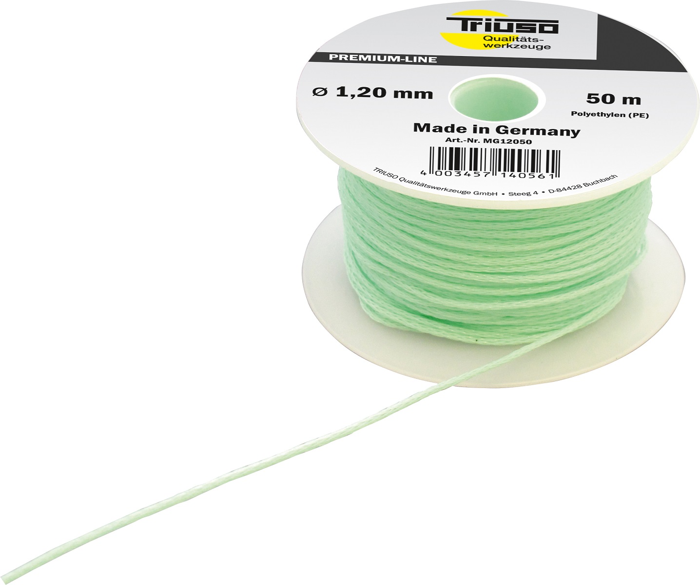 Sznur murarski Triuso zielony 1,2 mm/50 m z polietylenu