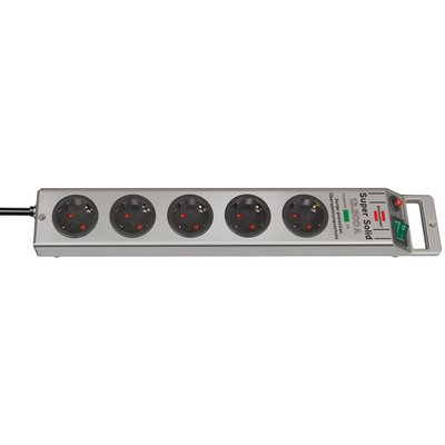 BS Super-Solid Steckdosenleiste 5-fach Überspannungsschutz 4.500A silber 2.5m