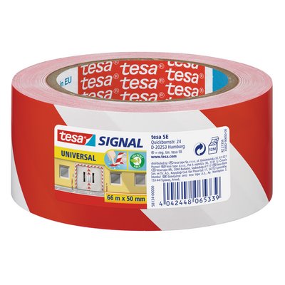 tesa® Signal UNIVERSAL marking tape 66mx50mm 20 red/white - 58134