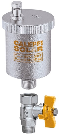 Caleffi solar quick air vent 3/8 m. shut-off