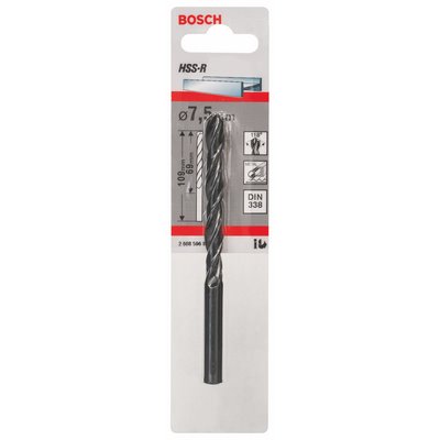 Bosch metal drill HSS-R DIN364 7.5x69x109mm