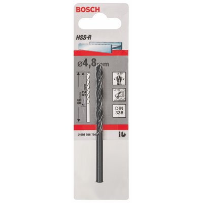 Bosch metal drill HSS-R DIN358 4.8x52x86mm
