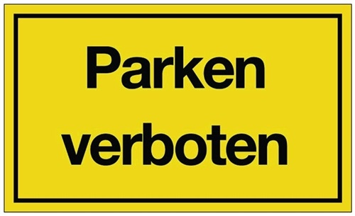 Hinweiszeichen Parken verboten gelb Ku. L250xB150mm schwarz