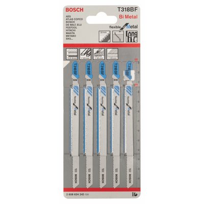 Bosch jigsaw blade for metal T 318 BF BIM 5-pack