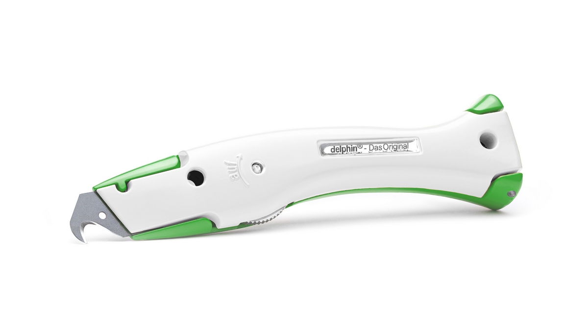 Nóż uniwersalny Delphin®-03 Club Edition zielono-biały z plastikowym kołczanem