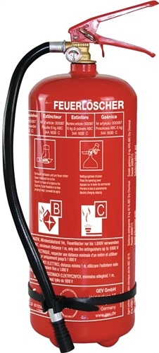 Pulverfeuerlöscher FLP 087 6kg A 183 B Brandkl.34 C m.Manometer,m.Halter