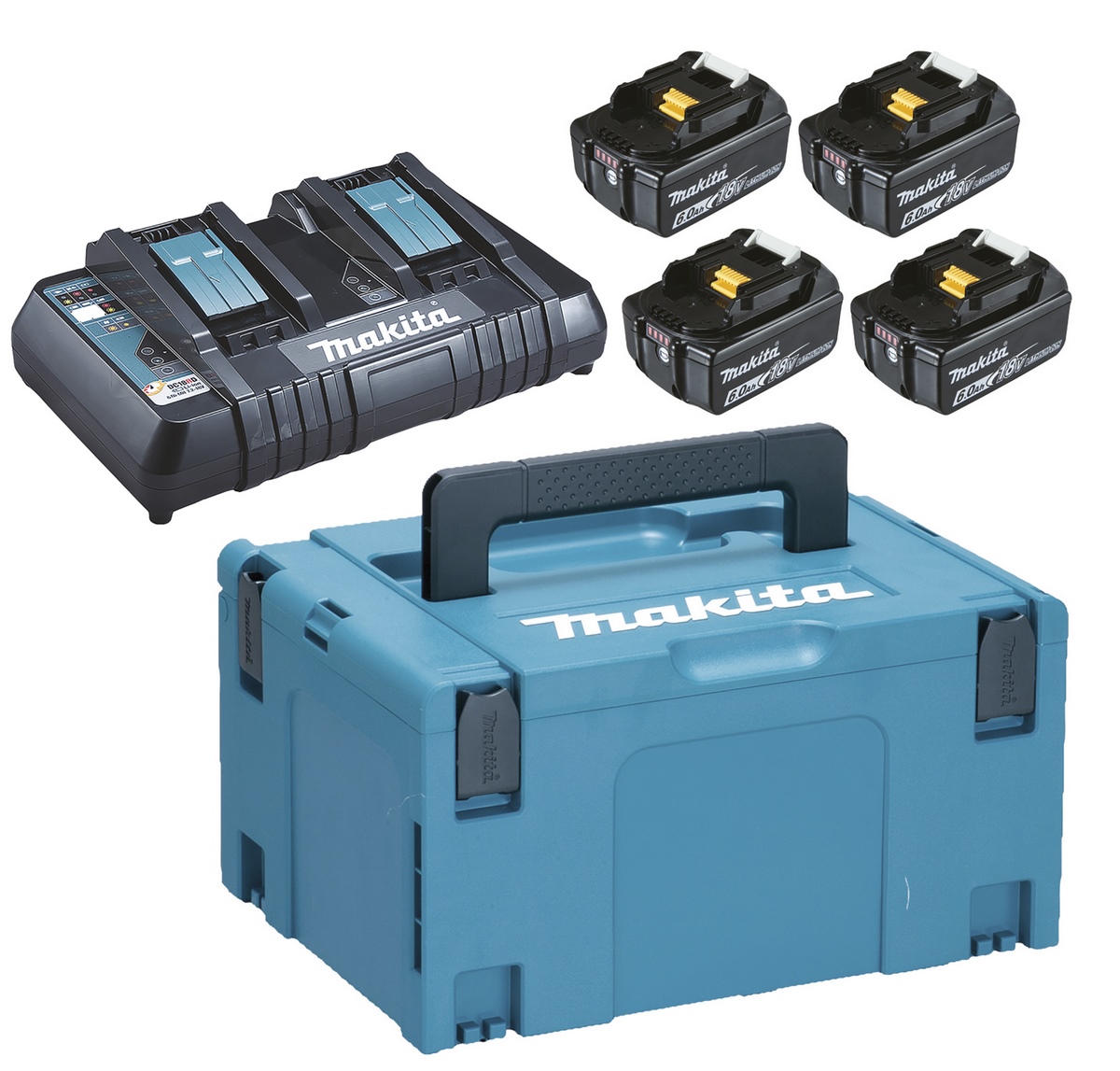 Makita Power-Source Kit Li 18V 4x6Ah 1 charger + 4x rechargeable battery BL1860 - 198091-4