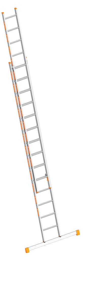 Layher TOPIC 1035 Schiebeleiter 2x14 Sprossen m. Trav. Länge max. 7.05m
