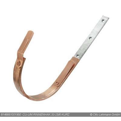 LEH CU umm. Gutter hook half-round 33-25/6mm short cut