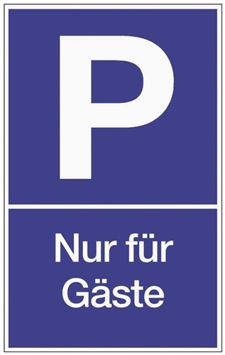 Car park signage Parking for guests L250xW400mm Ku.blue/white