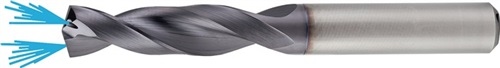 Kühlkanalbohrer DIN 6537 Typ UNI VHM D.3.2mm Spiral-L.22mm Schaft-D.6mm TiAlN