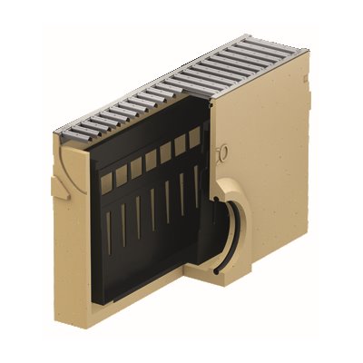 ACO Self® inlet box w. VZ grate w. drain DN100 500x118x303mm