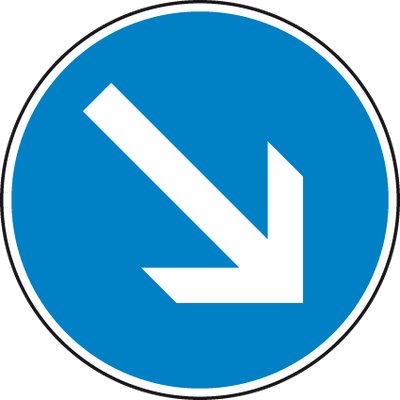 Verkehrszeichen - Vorgeschr. Vorbeifahrt rechts vorbei Ø600, 2mm flach, RA 1