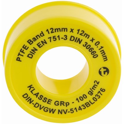PTFE-Dichtbandrollen 12mx12mmx 0.1mm 121201SB