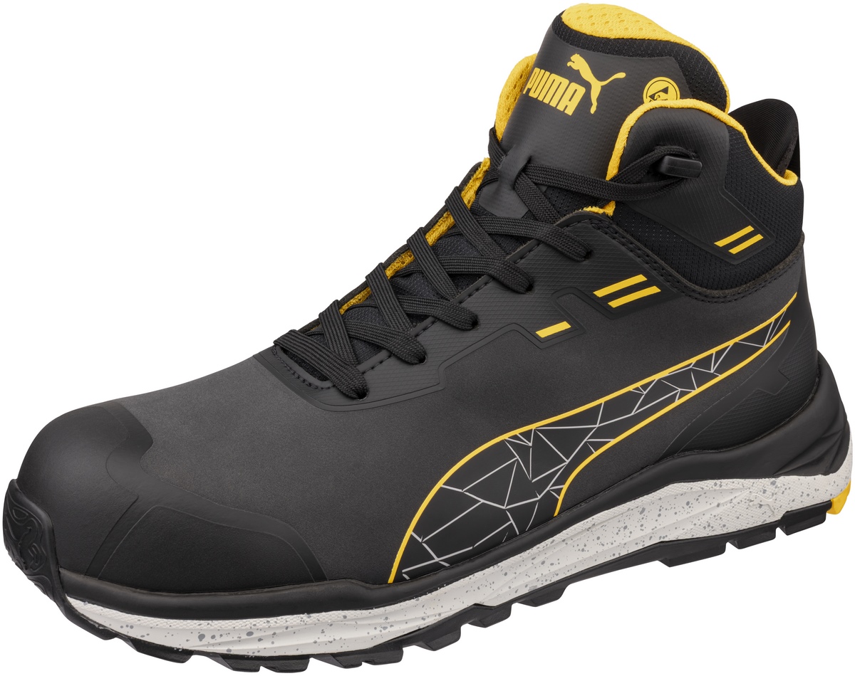 PUMA SAFETY XPLORE MID S3S ESD FO HRO SR Sicherheitsschuh anthrazit/gelb Gr. 41
