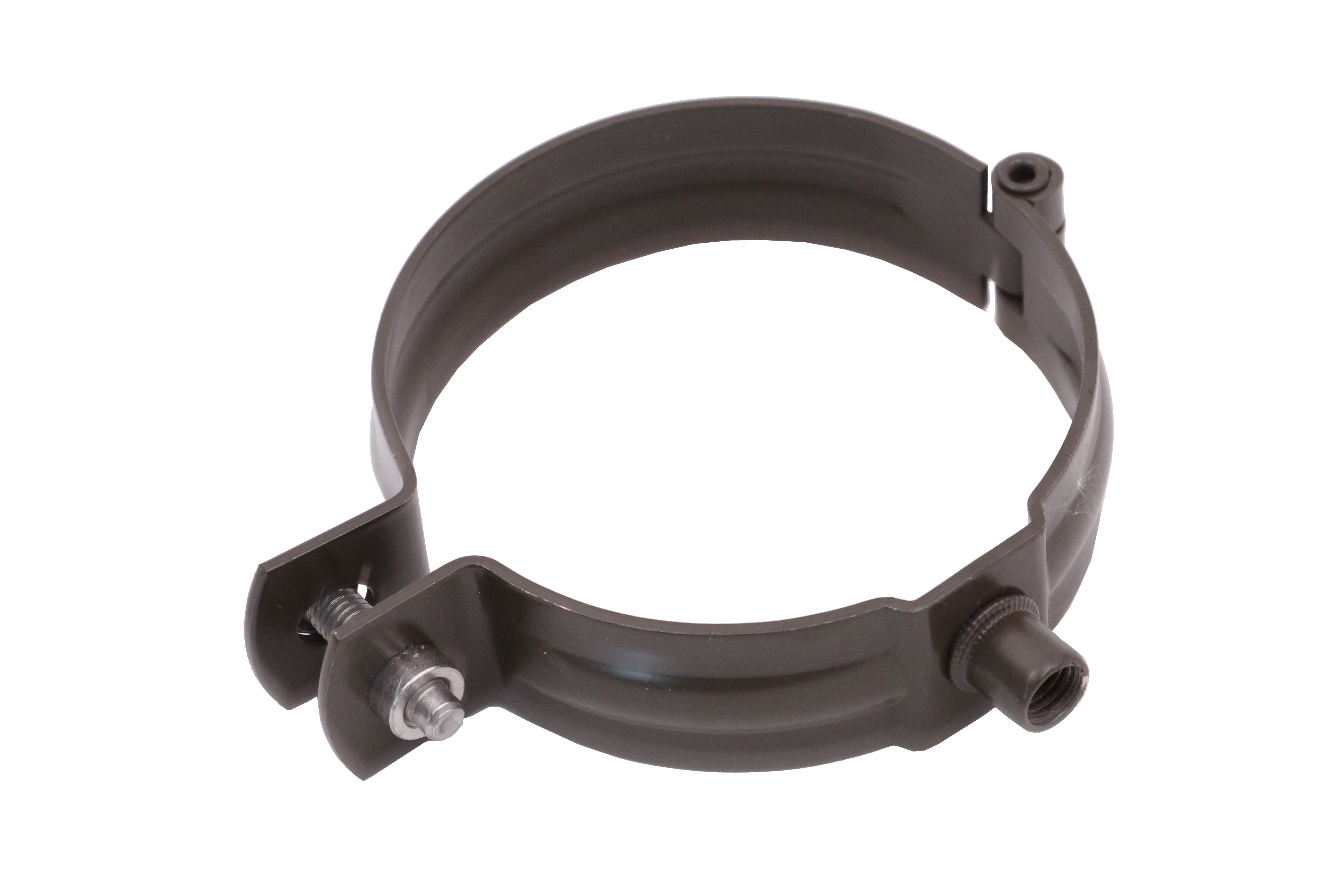 PREFA drain pipe clamp DN100 brown w. threaded socket M10