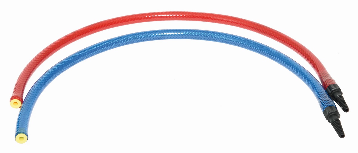 Mastertec crimping ends red-transparent incl. sealing plugs w. hose connect.
