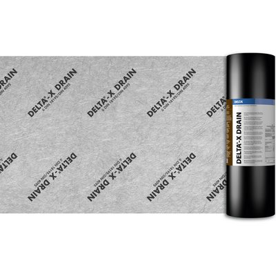 Dörken Delta-X-Drain 12.5x2.00m dimpled sheet with sliding foil and fleece