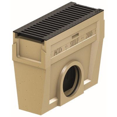 ACO Self® inlet box w. cast iron grate w. drain DN150 500x200x406mm