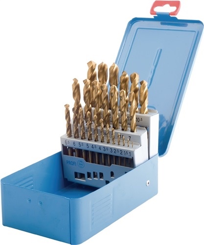 Zestaw wierteł krętych DIN338 typ N HSS TiN D.1-10x0.5mm 19szt.metalowa obudowa