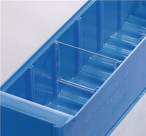 Divider for shelf box 91 mm wide Styrolux transparent 10 pcs./pack.