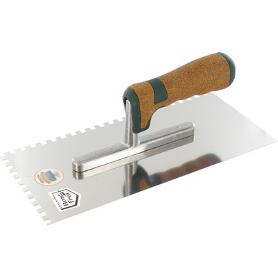 Triuso smoothing trowel 28x13cm series cork handle stainless steel 8x8mm serrated