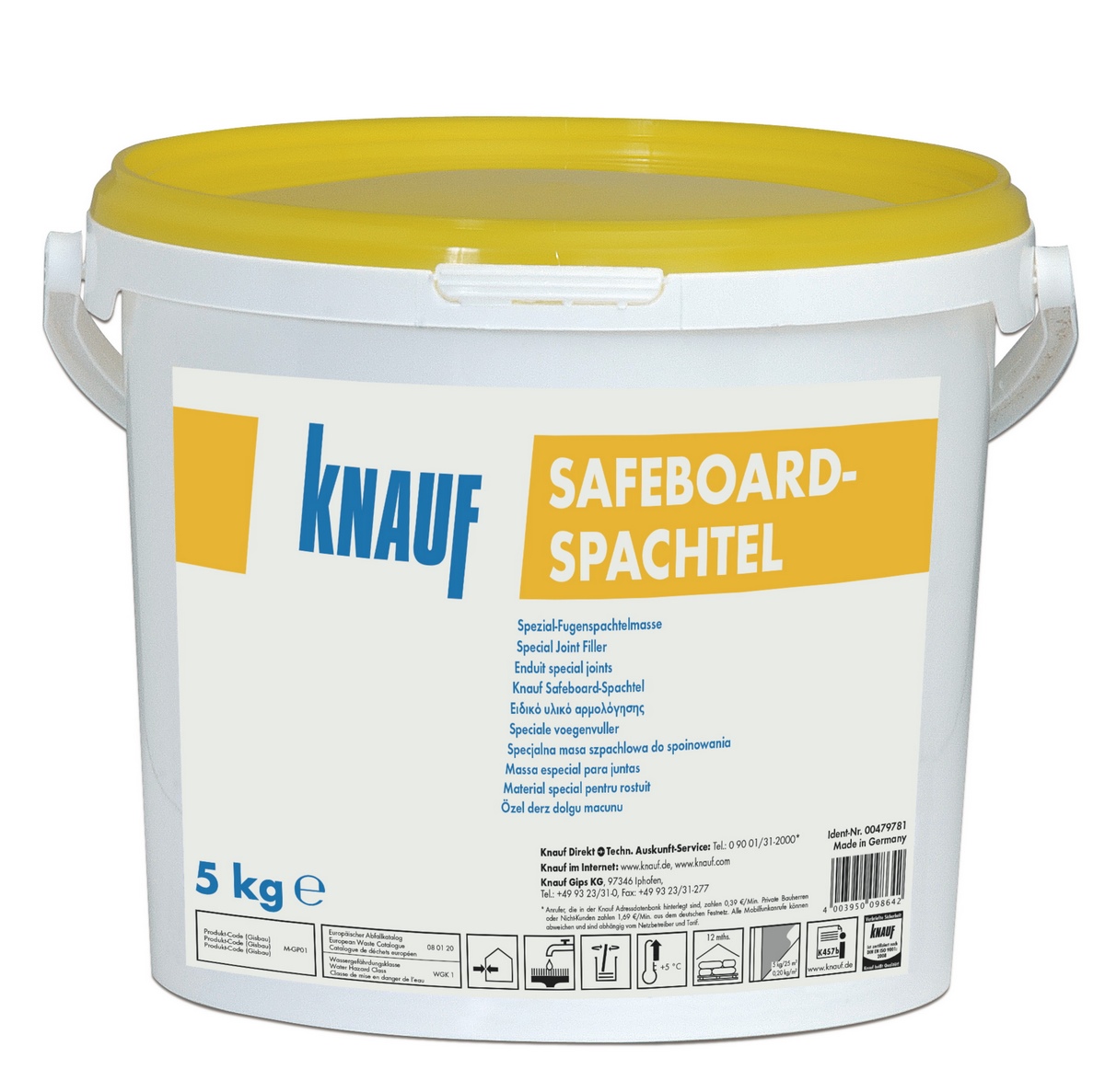 Knauf Safeboard Filler 5kg bag in a bucket