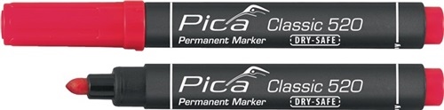 Marker permanentny Pica Classic czerwony INSTANT WHITE szerokość linii 1-4mm ru.tip