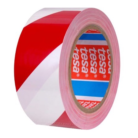 tesa® warning tape red/white 33mx50mm