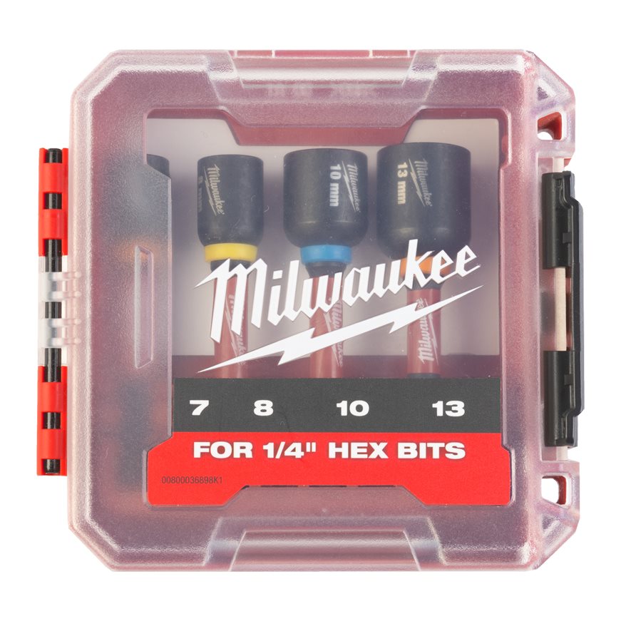 Zestaw kluczy nasadowych 1/4" Milwaukee Shockwave, 4-częściowy