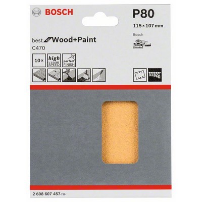 Arkusz ścierny Bosch C470 BfWP 115x107mm K80 6 otworów 10-pak