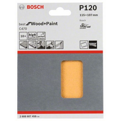 Arkusz ścierny Bosch C470 BfWP 115x107mm K120 6 otworów 10-pak