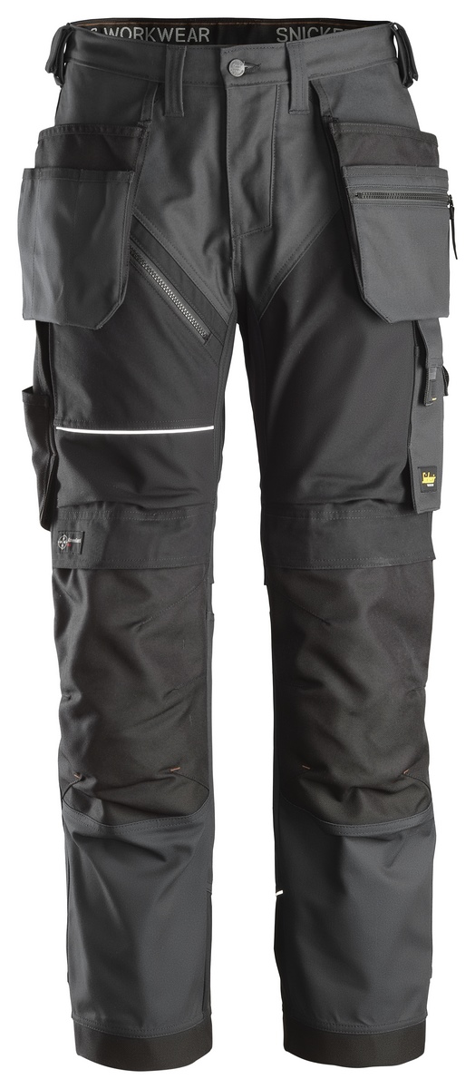 Snickers RuffWork Canvas Work Trousers w. Holster pockets steel grey/black size 52