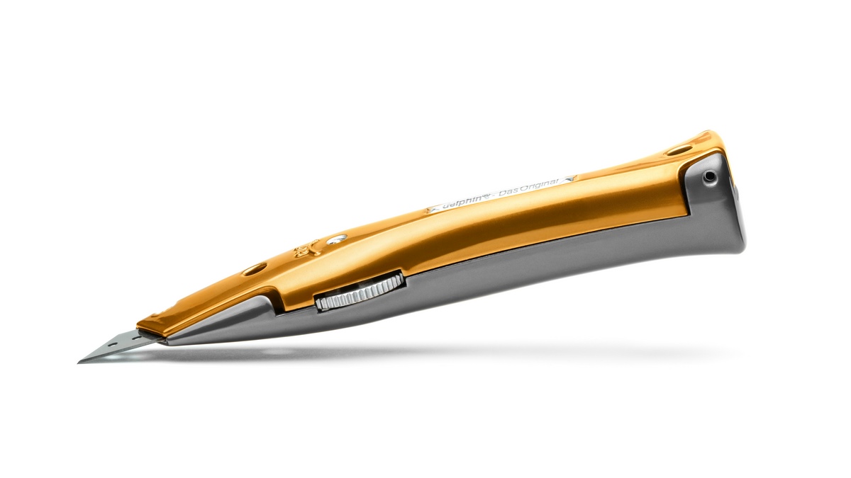 Delphin®-03 Style Edition Candy Schw-Ora Universalmesser inkl. Kunststoffköcher