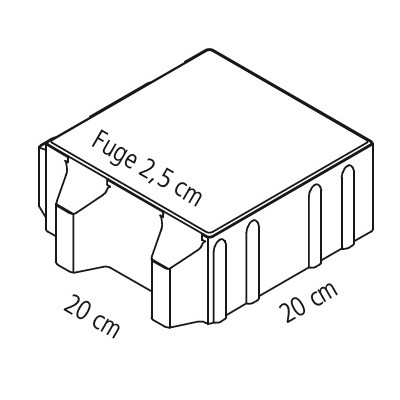 BWL Carre Rasenfugenstein naturgrau 20x20x8cm m. Microfase