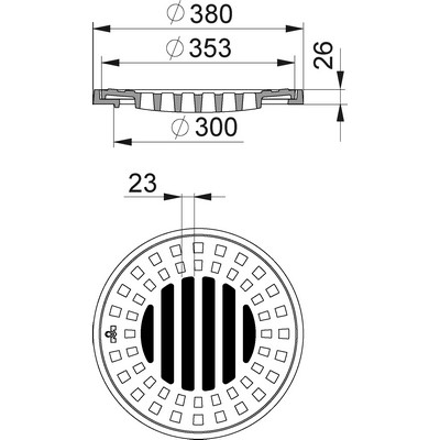 Aufsatz für Hofablauf Klasse A15/50 kN lichte Weite Ø300mm Muldenform SW 23mm