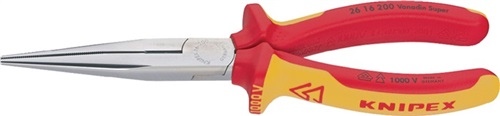 KNIPEX Snipe nose pliers with cutting edge 200mm (stork beak pliers) VDE chrome-plated