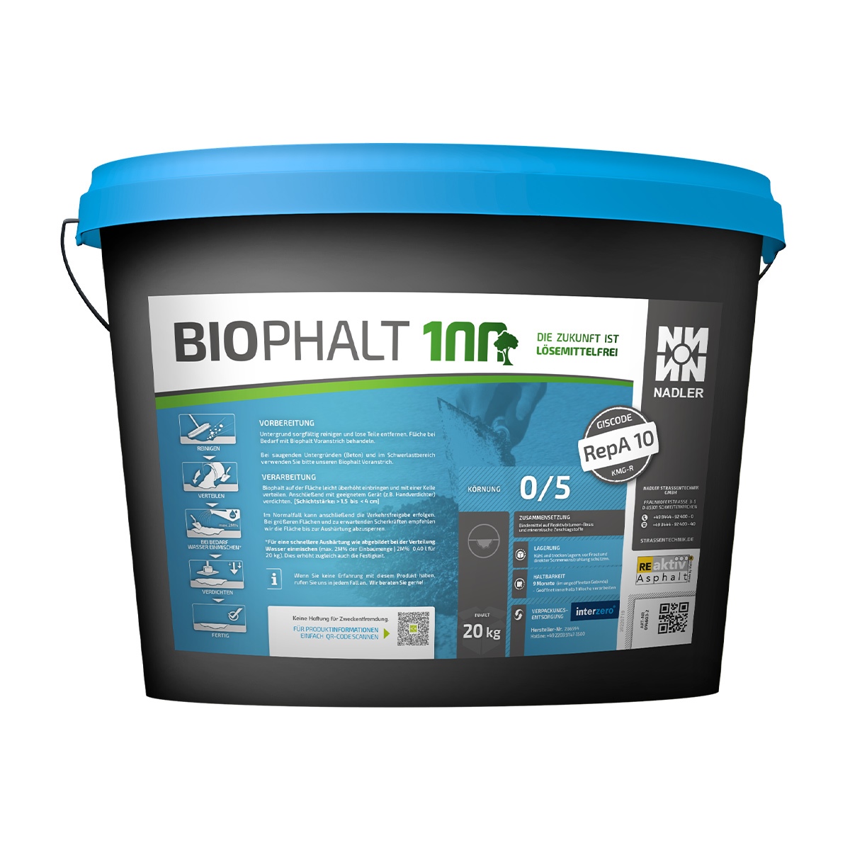 Biophalt 20kg wielkość ziarna 0/5 od 10 do 40 mm bezrozpuszczalnikowy asfalt reaktywny