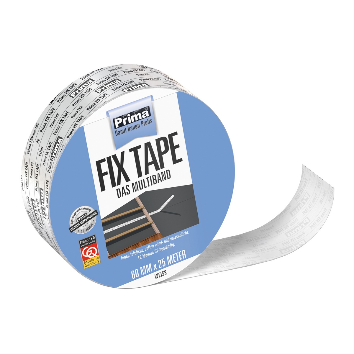 Prima FIX Tape white 60mm 25m Bonding from outside