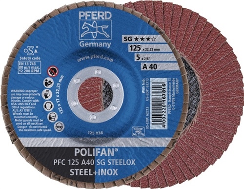 Fächerscheibe POLIFAN® A SG STEELOX NK D.115mm K.A-40 fl.Stahl/Holz