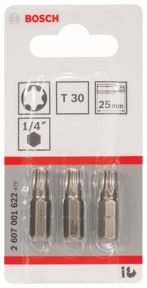 Bosch Schrauberbit Extra-Hart 3er-Pack T30 25mm 1/4""-Außensechskantschaft