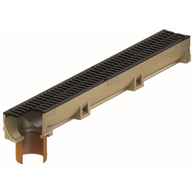 ACO Self® Euroline channel element w. grate w. spigot passable 1000x118x104mm