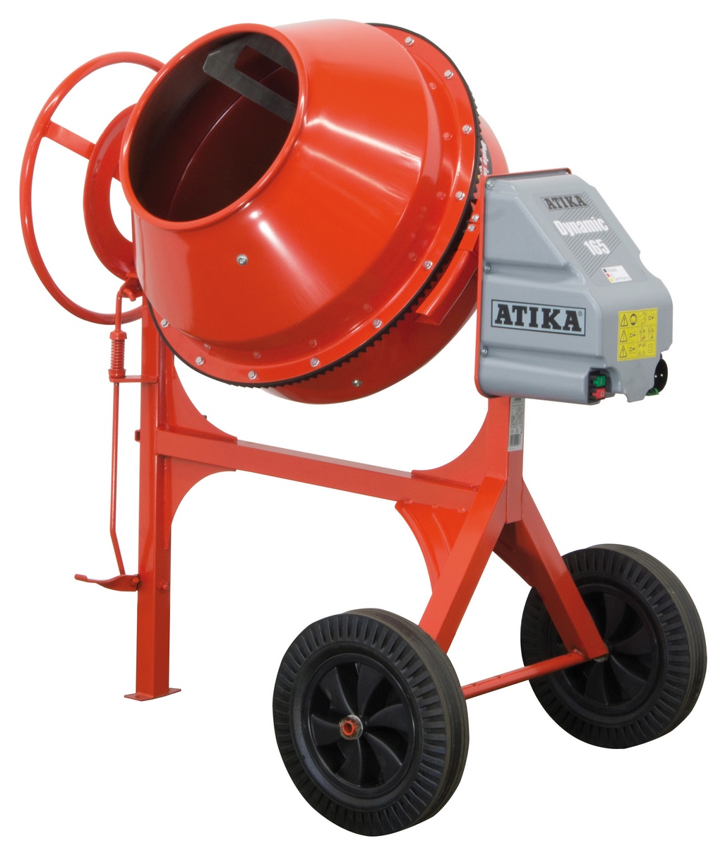 Atika concrete mixer Dynamic 165 230V handwheel brake disc and foot control