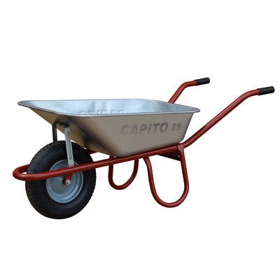 Capito wheelbarrow Allcar assembled 85l steel rim tubular steel frame tipping handle