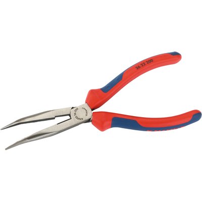 Triuso Round nose pliers angled 200mm w. cutting edge 2K-handle