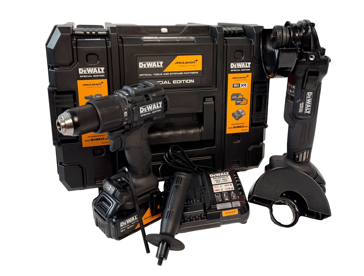 SBD McLaren 18V Akku-Kombopack DCD86M + DCG45M, Akkuschrauber + Winkelschleifer