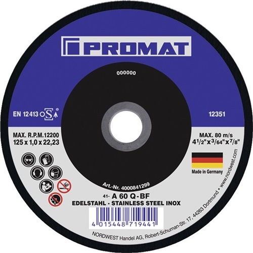 Cutting disc Action D125x1mm ger.INOX bore 22.23mm