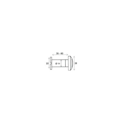 BMB Wizjer drzwiowy mosiądz chromowany Ø 14mm TS 35-60mm Pole widzenia 200° - 8550.036