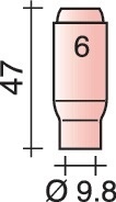 Ceramic gas nozzle Stand.D.9.8mm L.47mm TRAFIMET