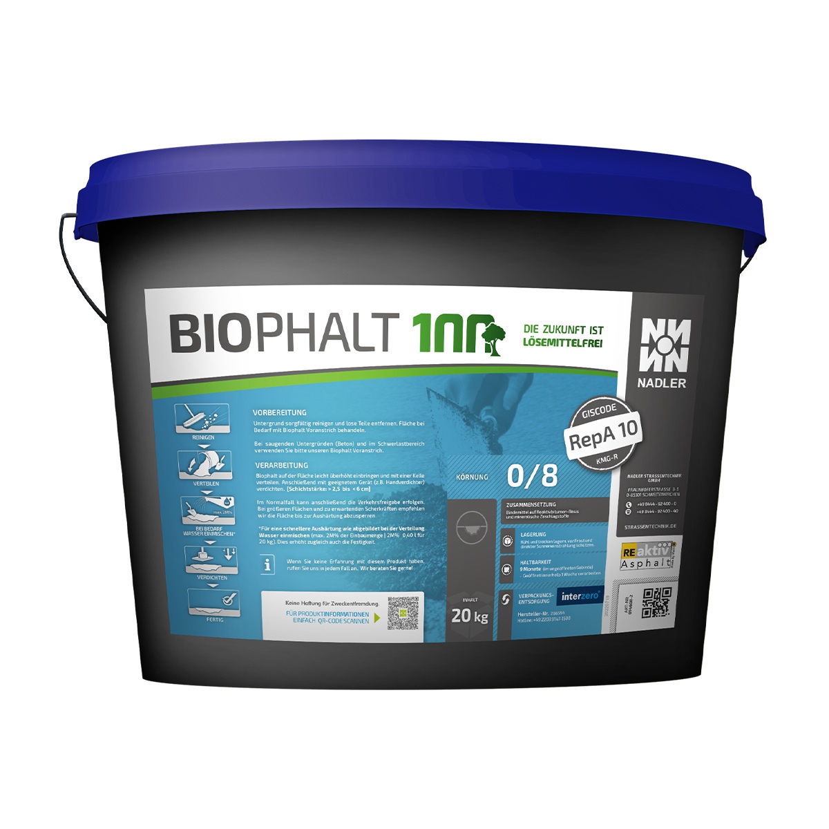 Biophalt 20 kg o uziarnieniu 0/8 od 20 do 60 mm bezrozpuszczalnikowy asfalt reaktywny